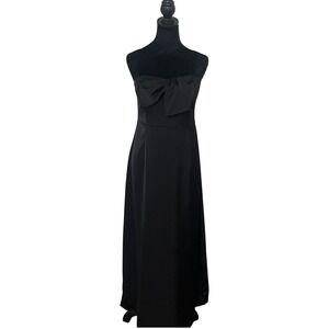 Nicole Miller‎ Elegant Black Strapless Gown Maxi Dress Bow Formal Evening NWT